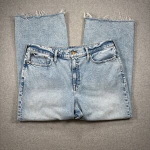 J Crew Slim Wide Leg Distressed Light‎ Blue Denim Jeans Womens Size 36x26